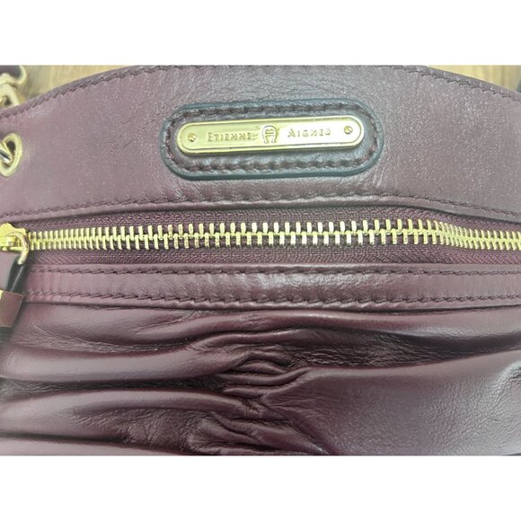 Vintage Etienne Aigner - Ruched Leather Crossbody - Burgundy - Picture 2 of 6